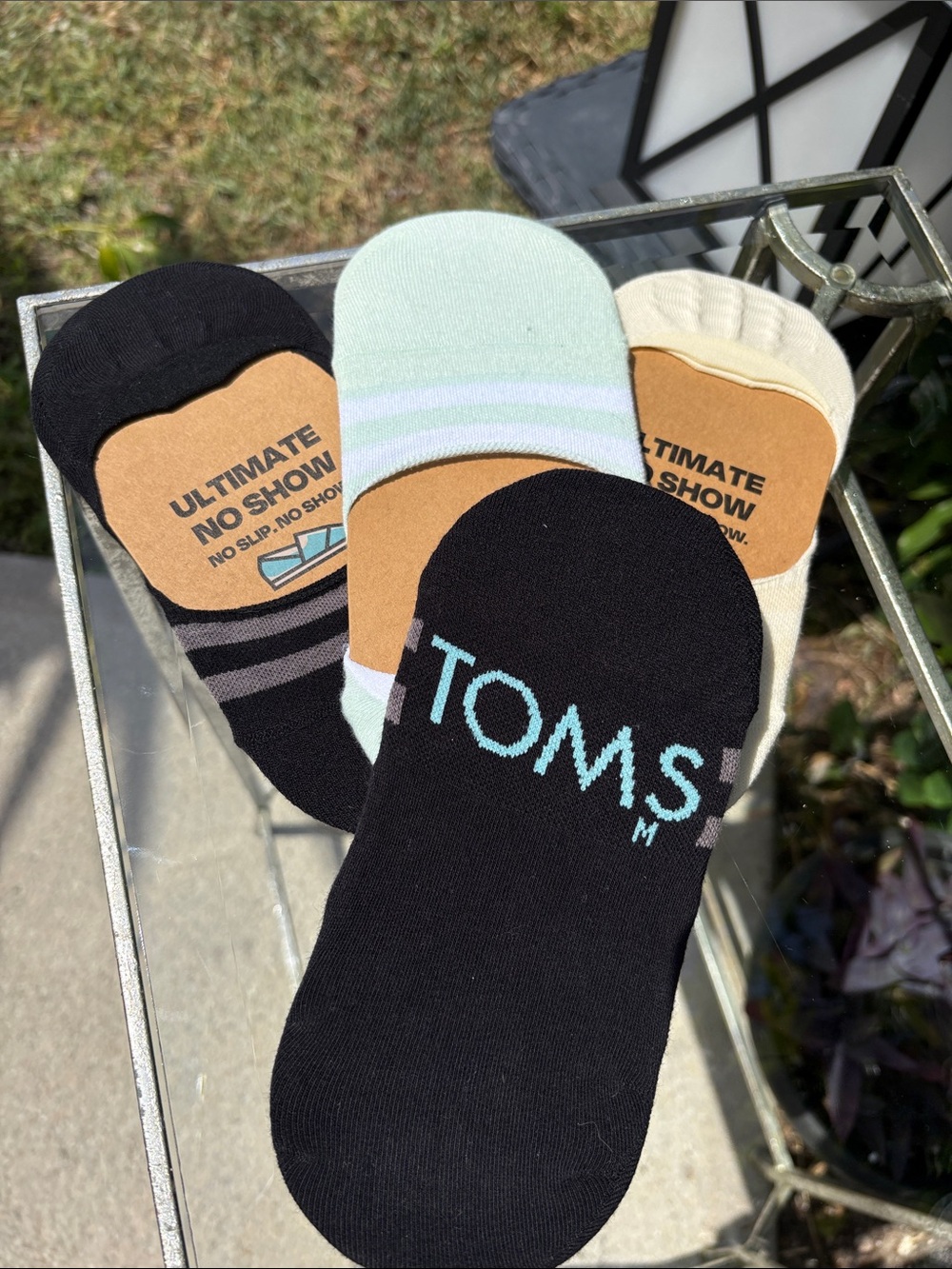 Tom’s 4 pairs No-Show Liner Socks (Black, Cream, Mint) - Ultimate No Show